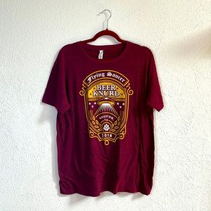 Flying saucer beer T-shirt Houston Texas 2018 size extra large maroon red